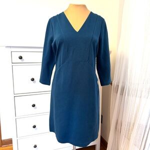 Boden Teal 3/4 sleeve ottoman dress size 14 teal